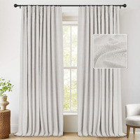 Inovaday 100% Blackout Curtains 84 Inches Long For Bedroom Living Room, 50 Inch Wide Linen Blackout Curtains With Ring Clips, Thermal Insulated Curtain Drapes, Beige, W50 X L84, 1 Panel