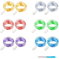 Vookry 12 Pack Fairy Lights Battery Operated, 30 Leds Mini Starry String Lights 9.8Ft Silvery Copper Wire Lights,Works For Wedding Centerpiece,Party,Gifts,Table, Christmas Decorations(Multi-Colored)