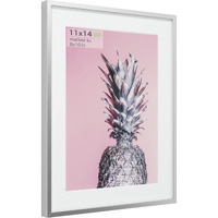 Homeforia - 11X14 Inch Metal Picture Frame - 11 X 14 Aluminum Photo Frames - 8X10 Mat - Tempered Glass - Wall Hook Included - Set Of 1 - Silver