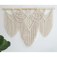 Large Macrame Wall Hanging - Boho Tapestry Macrame Wall Decor Art- Chic Bohemian Handmade Woven Tapestry Home Decoration For Bedroom Living Room Apartment Wedding Party - 43\"X32\" (Beige-Fringe)