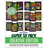 Super Pack Of 18 Fuzzy Velvet Coloring Posters (Creative Edition) - Great For Family Time, Arts & Crafts, Travel, Classrooms, Care Facilities [All Ages Coloring: Girls, Boys, Adults, Toddlers, Teens]