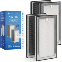 Medify Ma-15 Genuine Replacement Filter | For Allergens, Wildfire Smoke, Dust, Odors, Pollen, Pet Dander | 3 In 1 With Pre-Filter, H13 Hepa, And Activated Carbon For 99.9% Removal | 2-Pack