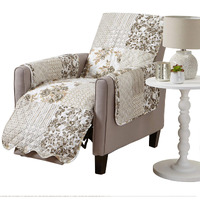 Great Bay Home Patchwork Scalloped Printed Furniture Protector Stain Resistant Recliner Cover (Recliner, Taupe)