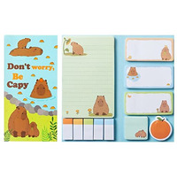 Xqumoi Don'T Worry Be Capy Sticky Notes Set, 550 Sheets, Capybara And Orrange Pattern Self-Stick Notes Pads Animal Divider Tabs Bundle Writing Memo Pads Page Marker School Office Supplies Small Gift