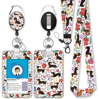 Cute Dachshund Badge Reels Retractable With Carabiner Reel Clip, Id Badge Holder Case With Detachable Lanyard Keychain, Nurse Doctor Office School Teacher Name Credit Card Pocket