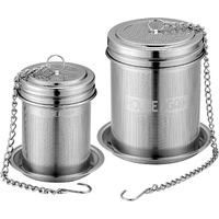 House Again Tea Infuser (2 Pack, Large + Small), Extra Fine Mesh Tea Strainers For Loose Tea, 18/8 Stainless Steel Tea Strainer With Extended Chain Hook, Tea Steeper