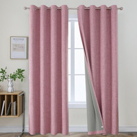 Joydeco Pink Curtains Blackout 108 Inches Long For Living Room, Pink Blackout Curtains 2 Panels Set For Girls Nursery Bedroom, Room Darkening Linen Grommet Textured Curtains&Drapes (52X108 Inch,Pink)