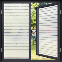 Coavas Window Privacy Film Frosted Glass Window Film Sun Blocking Window Coverings Non-Adhesive Window Blinds Film Window Cling Privacy Film Bathroom Decorative Frosting Window Clings (78.7 X 17.5 In)