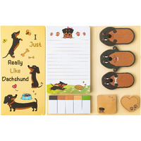 Xqumoi I Just Really Like Dachshund Sticky Notes Set, 550 Sheets Cute Cartoon Dachshund Self-Stick Notes Pads Animal Divider Tabs Bundle Writing Memo Pads Page Marker School Office Supplies Small Gift