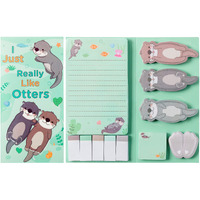 Xqumoi I Just Really Like Otters Sticky Notes Set, 550 Sheets, Cute Cartoon Otters Self-Stick Notes Pads Sea Animal Divider Tabs Bundle Writing Memo Pads Page Marker School Office Supplies Small Gift