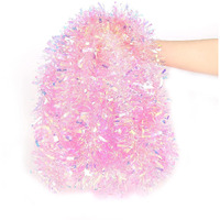 Lomimos 17 Ft Easter Christmas Tinsel Garland,Pink Glittering Decoration For Xmas Tree Party Wedding Supplies