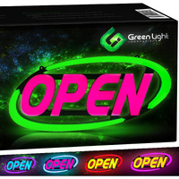 Gli Led Open Sign For Business - Stand Out With 64 Super-Bright Color Combos To Match Your Brand, Programmable App - Neon Flash, Or Scroll - 15 X 32 Inch