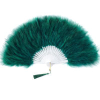 Babeyond Marabou Feather Fan 20S Vintage Folding Fan Flapper Hand Fan For Costume Dancing Show Tea Party Wedding Decoration (Dark Green)