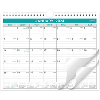 2024 Wall Calendar - Monthly Calendar 2024, 8.5" X 11", January 2024 To December 2024, Calendar With Twin-Wire Bound, Wall Calendar With Writing Blocks And Julian Dates