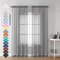 Ovzme Basic Rod Pocket Sheer Voile Window Curtain Panels 84 Inches Length For Kitchen Children Bedroom (Charcoal Grey, 2 Panels=84\" W)