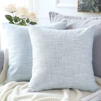 Otostar Linen Throw Pillow Covers Set Of 2 Decorative Square Pillowcases Cushion Covers 24X24 Inch For Home Decor Sofa Bedroom Car 60 X 60Cm Blue Grey