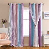 Xidi Dream Star Blackout Curtains For Kids Rooms Girl Princess Curtain For Daughter Bedroom 84 Inches Long (Pink Purple, W52 X L84)