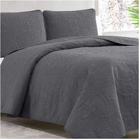 Mellanni Bedspread Coverlet Set - Bedding Cover With Shams - Ultrasonic Quilting Technology - 3 Piece Oversized Quilt - Bedspreads & Coverlets (King, Gray)