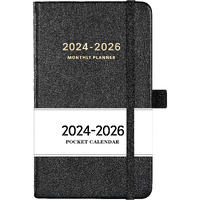 2024-2026 Pocket Planner - Monthly Pocket Planner (36-Month) With 60 Notes Pages, Jan. 2024 - Dec. 2026, 6.2" X 4", 3 Year Monthly Planner With Contacts, Holidays And Pen Holder, Back Pocket With Thick Paper - Black