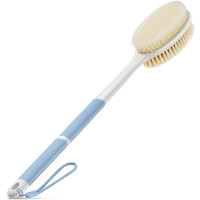 Back Scrubber Anti Slip For Shower,Back Brush Long Handle With Stiff And Soft Bristles,Body Exfoliator For Bath Or Dry Brush(Blue)