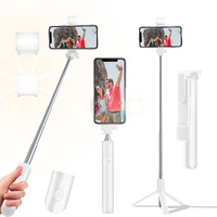 Selfie Stick Tripod, 40 In Retractable Phone Tripod With Wireless Remote Control & Light, Portable Selfie Stick Tripod For Photograph, Live Streaming, Video Recording, Compatible With All Cellphones