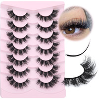Mink Lashes Natural Look False Eyelashes Fluffy Flat Eyelashes 3D Mink Lashes Wispy Strips Lashes 7 Pairs Multipack By Focipeysa