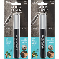 Red By Kiss Quick Cover Root Touch Up Rescue (Black 2 Pack), Mascara Natural Water-Resistant Temporary Gray Concealer Cover Up Brush For Hair Mustache & Beard, Formulated With Jojoba Oil