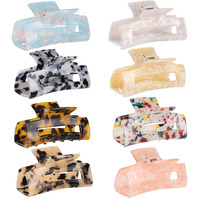 Hair Claw Clips 8 Pack Tortoise Barrettes Rectangle Shape Clips 3 Inch Fashion Hair Clips For Women