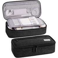 Wemate Large Pencil Case Aesthetic,Big Capacity Canvas Pencil Pouch With Zipper, Pencil Case For Women & Men, Marker Pen Case,Portable Stationery Pencil Bag For Office Black