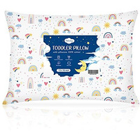 Toddler Pillow,13X18 Soft Baby Pillows For Sleeping, Machine Washable Kids Pillow With Cotton Pillowcase, Perfect For Travel, Toddlers Cot (Happy Sunny Rainbow)