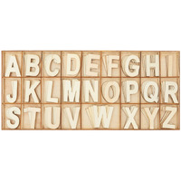 2-Inch Wooden Alphabet Letters For Arts And Crafts, 4 Sets Uppercase Abcs With Sorting Tray, Sign Letters For Adults, Natural Color (104 Pieces)