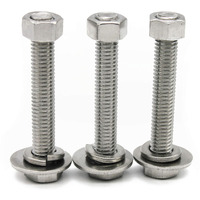 (10 Sets) 1/4-20X2-1/2" Stainless Steel Hex Head Screws Bolts, Nuts, Flat & Lock Washers, 18-8 (304) S/S, Fully Threaded By Bolt Fullerkreg