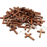 Bright Creations 50-Pack Mini Wooden Cross Keychains Bulk For Christian Party Favors, Easter Crafts, Necklace And Bracelet Charms For Jewelry Making (1.2X1.7 In)