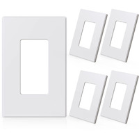 Elegrp 1-Gang Screwless Decorative Wall Plates, Mid-Size Unbreakable Thermoplastic Faceplate Cover For Decorator Receptacle Outlet Switch, Ul Listed (5 Pack, Matte White)