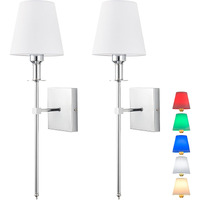 Jengush Wall Light Battery Operated Sconce Set Of 2,Not Hardwired Fixture,Battery Powered Wall Sconce With Remote Dimmable Light Bulb,Easy To Install Not Wires,For Bedroom, Lounge, Farmhouse