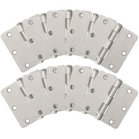 Design House 181362 1/4" Radius Steel Hinge Hardware For Interior Doors, 3.5"X3.5", Satin Nickel, 10 Pack