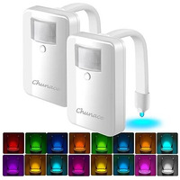 2 Pack Toilet Night Lights, 16-Color Changing Led Bowl Nightlight With Motion Sensor Activated Detection, Cool Fun Bathroom Accessory - Unique & Funny Gadgets For Christmas Stocking Stuffers