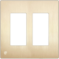Enerlites Elite Series Screwless Decorator Wall Plate Child Safe Outlet Cover, Gloss Finish, Size 2-Gang 4.68" H X 4.73" L, Unbreakable Polycarbonate Thermoplastic, Si8832-Bgd, Brushed Gold