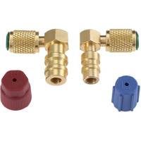 R12 To R134 A High/Low Ac Fitting Port Retrofit Conversion Adapter, Quick Coupler Valve A/C 90? Fitting, High And Low Side R-12 To R-134A Retrofit With 2Pc Caps