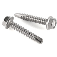 #14 X 3" (3/4" To 3" Available) Hex Washer Head Self Drilling Screws, Self Tapping Sheet Metal Tek Screws, 410 Stainless Steel, 25 Pcs