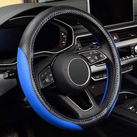 Labbyway Microfiber Leather Auto Car Steering Wheel Cover, Universal Fit 15 Inch Anti-Slip Wheel Protector, Blue