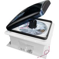 Rvlovent 12V Rv Roof Fan Vent 14'' 3 Speed Reversible Manual Lift Trailer Camper Van Lid (Smoke)