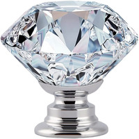 Fensing 12 Pcs 30Mm Crystal Clear Glass Dresser Knobs Silver Diamond Drawer Knobs Pulls Handles Kitchen Cabinet Knobs For Dresser Drawers(Clear)