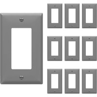 Enerlites Decorator Light Switch Or Receptacle Outlet Wall Plate, Gloss Finish, Size 1-Gang 4.50" X 2.76", Unbreakable Polycarbonate Thermoplastic, Ul Listed, 8831-Gy-10Pcs, Gray, 10 Pack