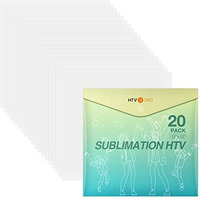 Htvront Clear Htv Vinyl For Sublimation, 20 Pack 12" X 12" Matte Sublimation Vinyl For Cotton Fabric, Wash Durable Clear Dye Sub Htv For Light-Colored T Shirts