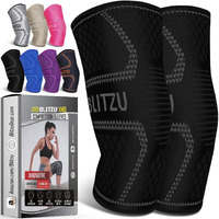 Blitzu 2 Pack Knee Brace, Compression Knee Sleeves For Men, Women, Running, Working Out, Weight Lifting, Sports. Knee Brace Support For Knee Pain Meniscus Tear, Acl, Arthritis Pain Relief. Black S