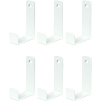 Piffny 6 Pack Heavy Duty Steel Essential Style Wall Hooks For Indoors & Outdoors (White J Hook)