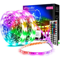 Phopollo 65.6Ft Led Lights For Bedroom, 5050 Color Changing Led Strip Lights With 44-Key Remote And 12V Power Supply, Led Lights Strip For Home Decoration.