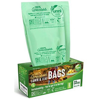 Unni 100% Compostable Bags, 30-33 Gallon, 124 Liter, 20 Count, Extra Thick 1.1 Mils, Lawn & Leaf Yard Waste Bag, Non-Gmo, Astm D6400, En 13432, Us Bpi & Europe Ok Compost Home Certified, San Francisco