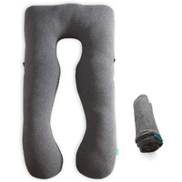 Cosmoplus ?????????????????? ???????????? ?????????? U Shaped Full Body Pillow Case ?????????? For Maternity,Stretchy Cool Breathable Jersey Fabric, Provides Sleep And Pregnancy Support,Heather Grey